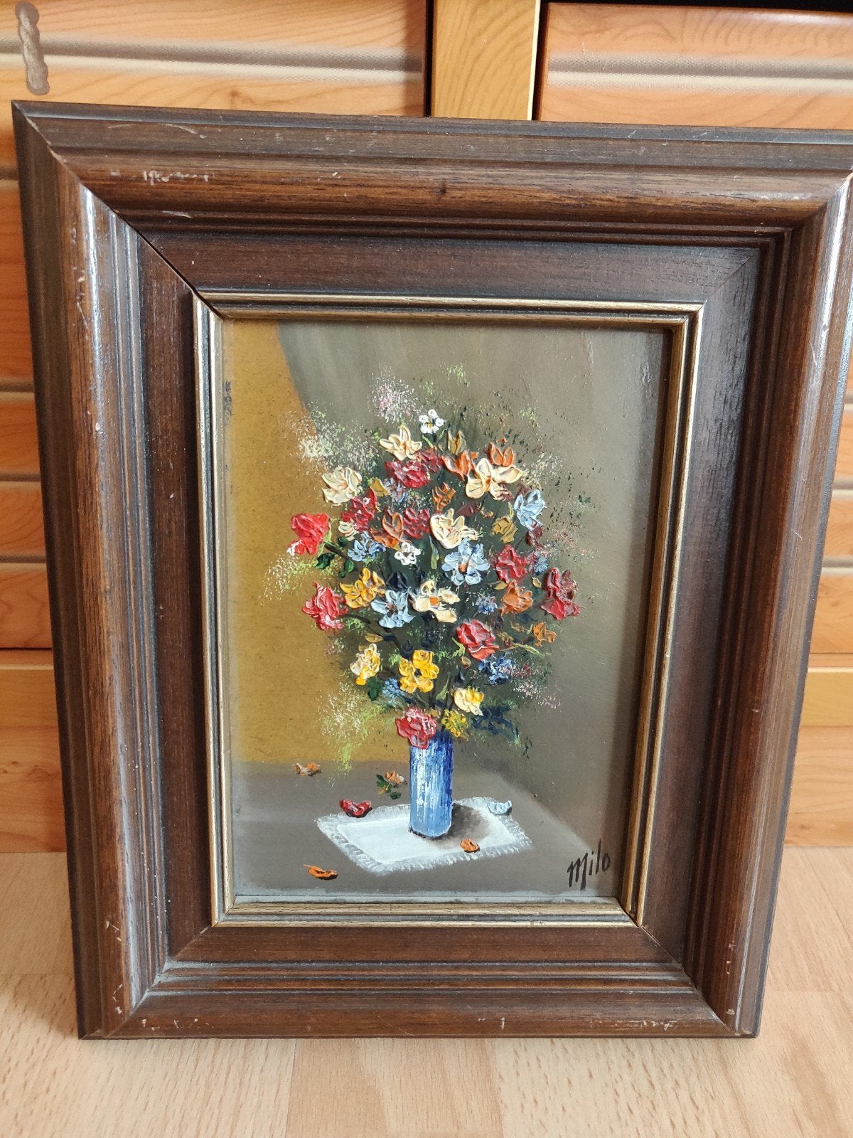 bloemen stilleven - MILO, Ophalen of Verzenden, Olieverf, Doek