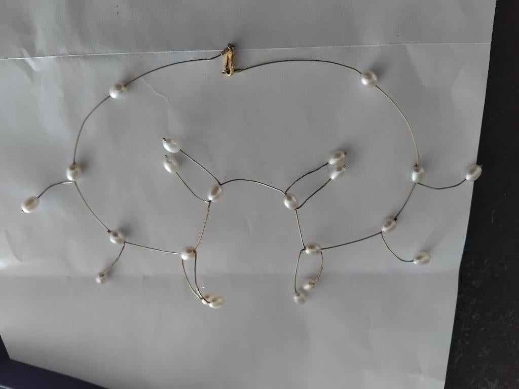 trouwketting parels en 18 karaat goud, Ophalen, Gebruikt