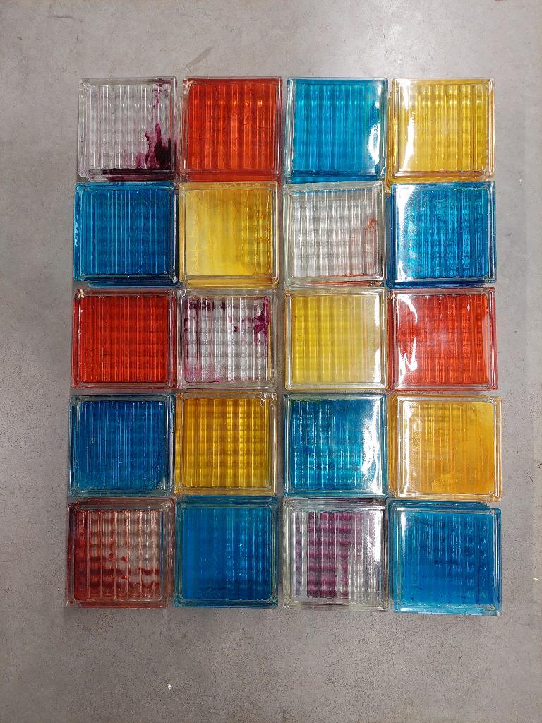 ongebruikte gekleurde glasdallen uit jaren '60-'70, Ophalen, Gebruikt, Minder dan 80 cm, Minder dan 80 cm