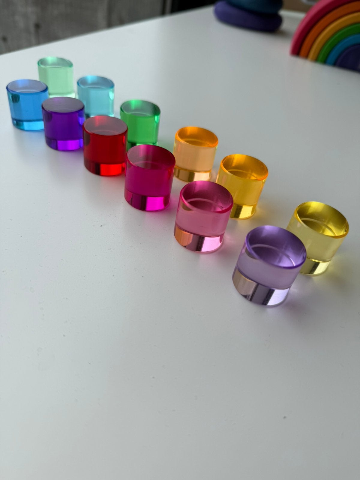 Transparante acryl stapelblokken – 12 kleuren, Ophalen of Verzenden, Zo goed als nieuw