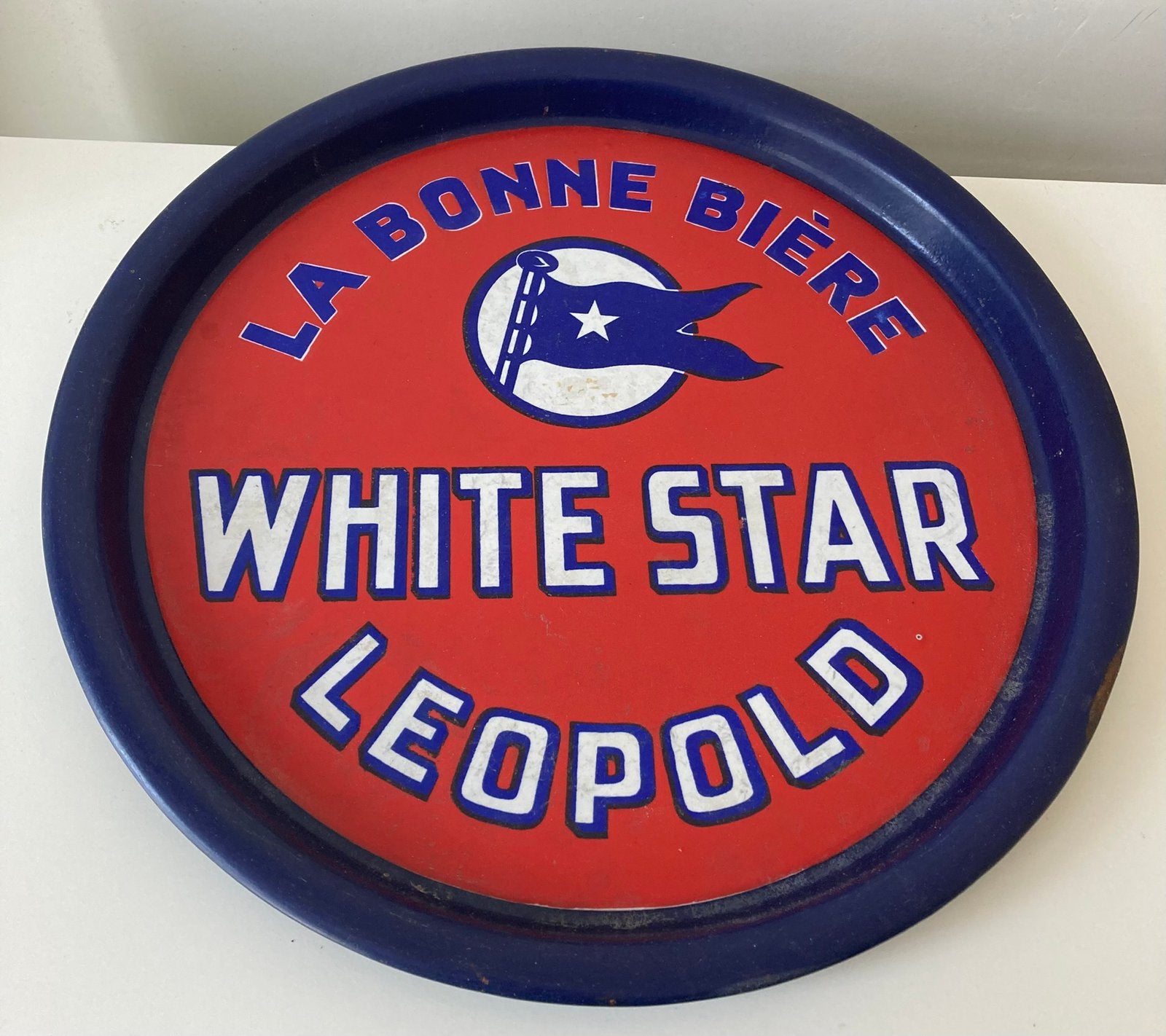 Emaille White Star Leopold bierplateau, Verzamelen, Ophalen of Verzenden, Gebruikt