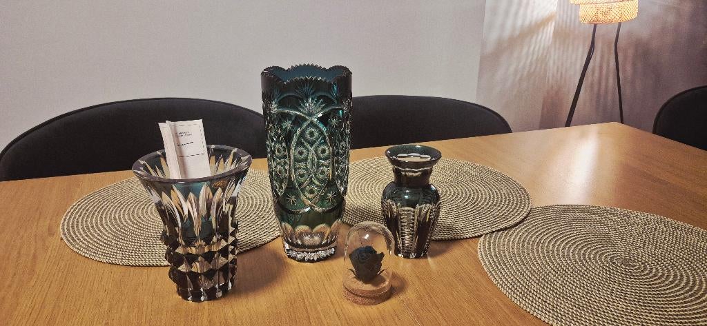 Vase verte en cristal 30cm !, Enlèvement