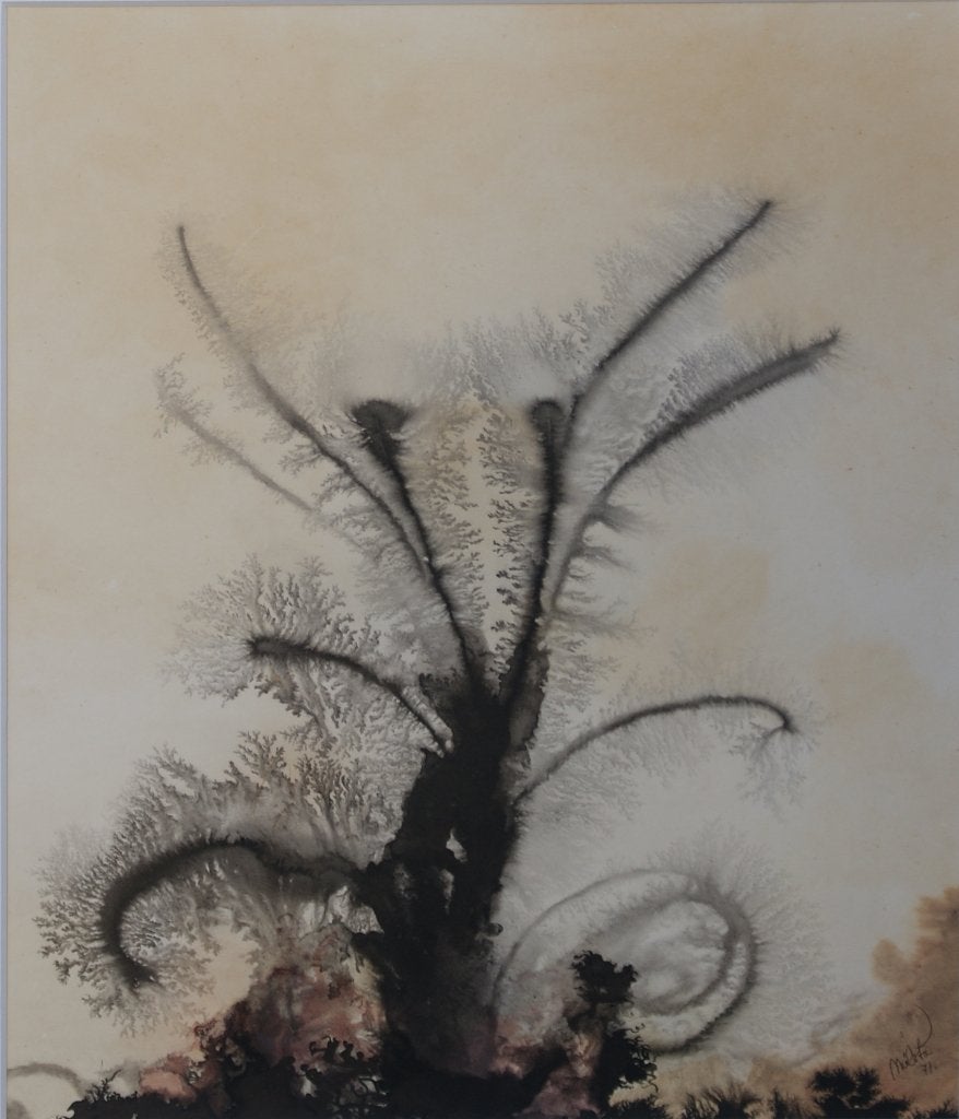 Eugene Milota (1921-2003): Plant 1971 (72 x 82 cm), Daté, Enlèvement ou Envoi, Technique mixte, Toile
