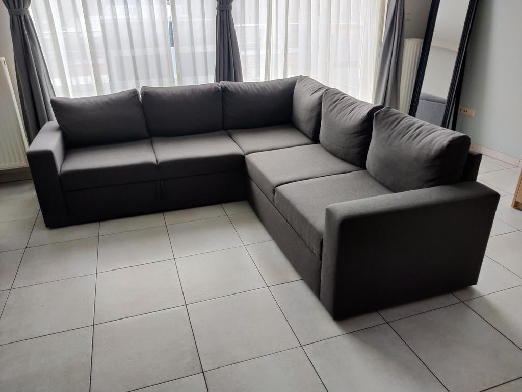 Zetel met slaapfunctie en opbergruimte, Huis en Inrichting, Ophalen, Gebruikt, Hoekbank, Stof