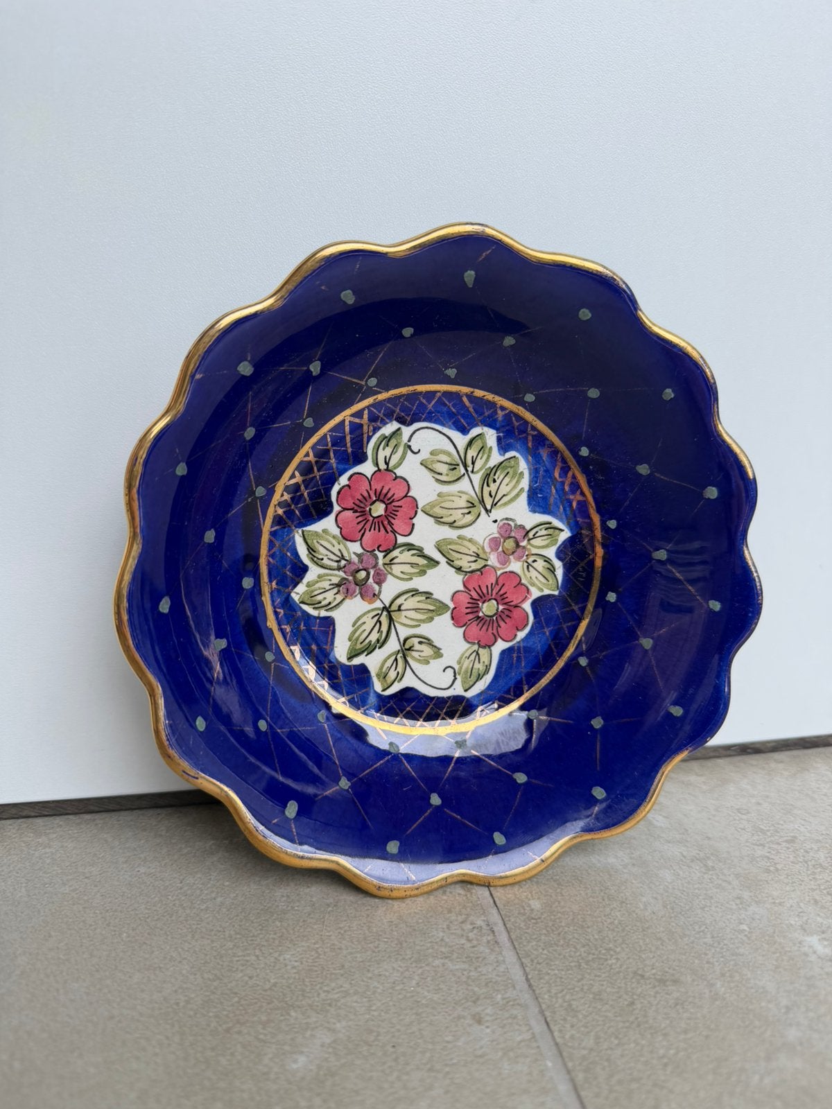 Flora Gouda Holland Schaal - Kobaltblauw met Bloemen, Ophalen of Verzenden