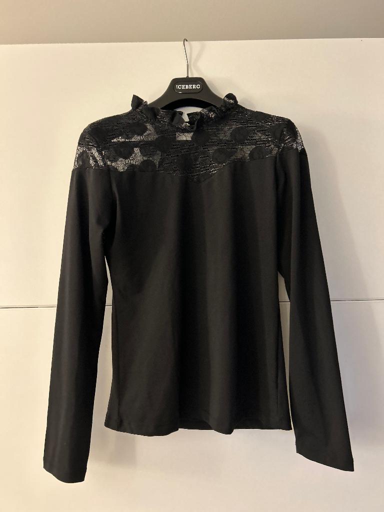 Emmash zwarte blouse met kant, Zwart, Maat 42/44 (L), Ophalen of Verzenden, Emmash