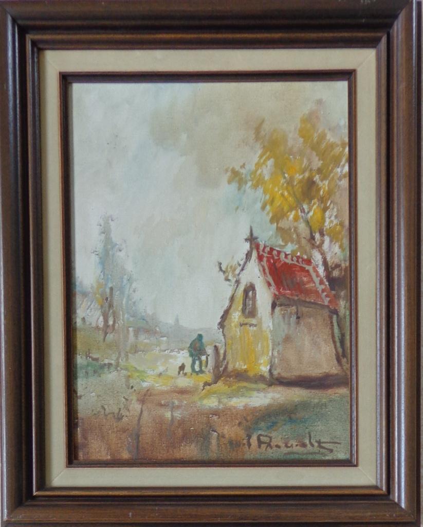 HENRI-JOSEPH PAUWELS / KAPELLETJE / OLIEVERF / 54x44cm KADER, Ophalen of Verzenden