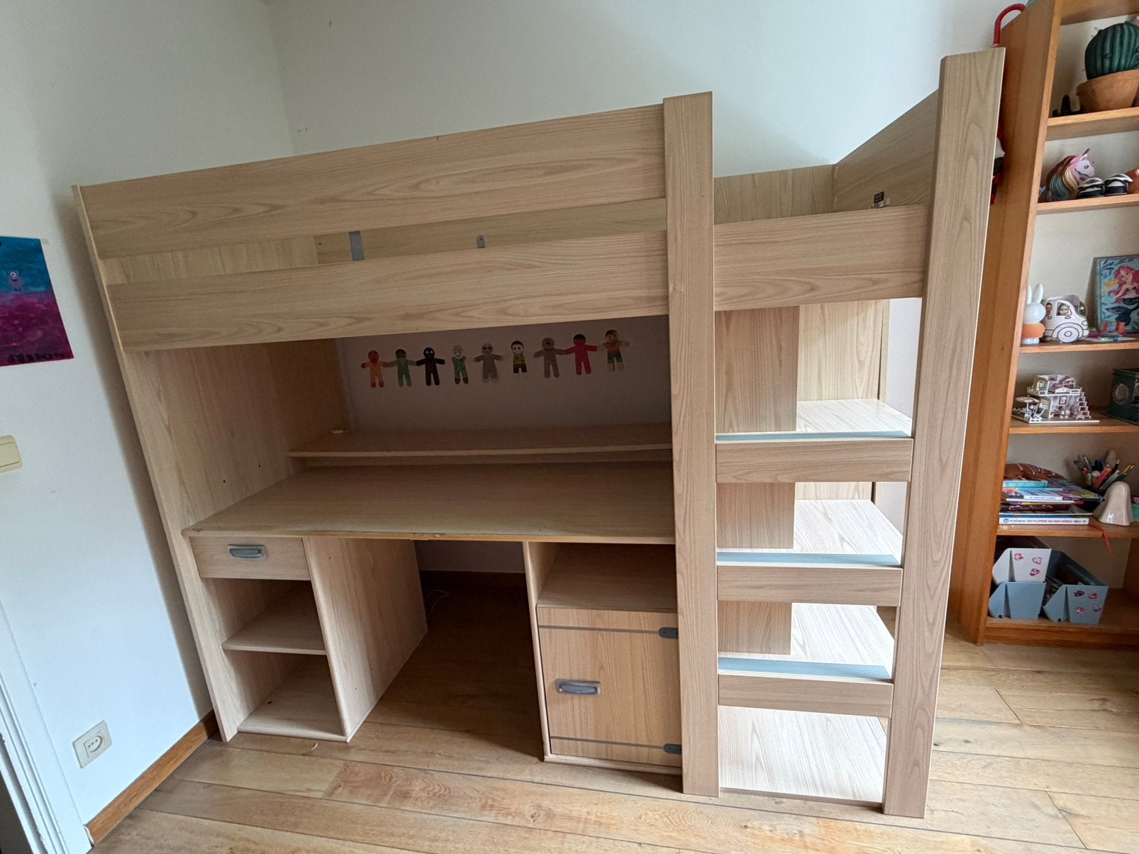 Hoogslaper met bureau en opbergkast - 90x200cm, Kinderen en Baby's, Ophalen, Gebruikt, Hoogslaper