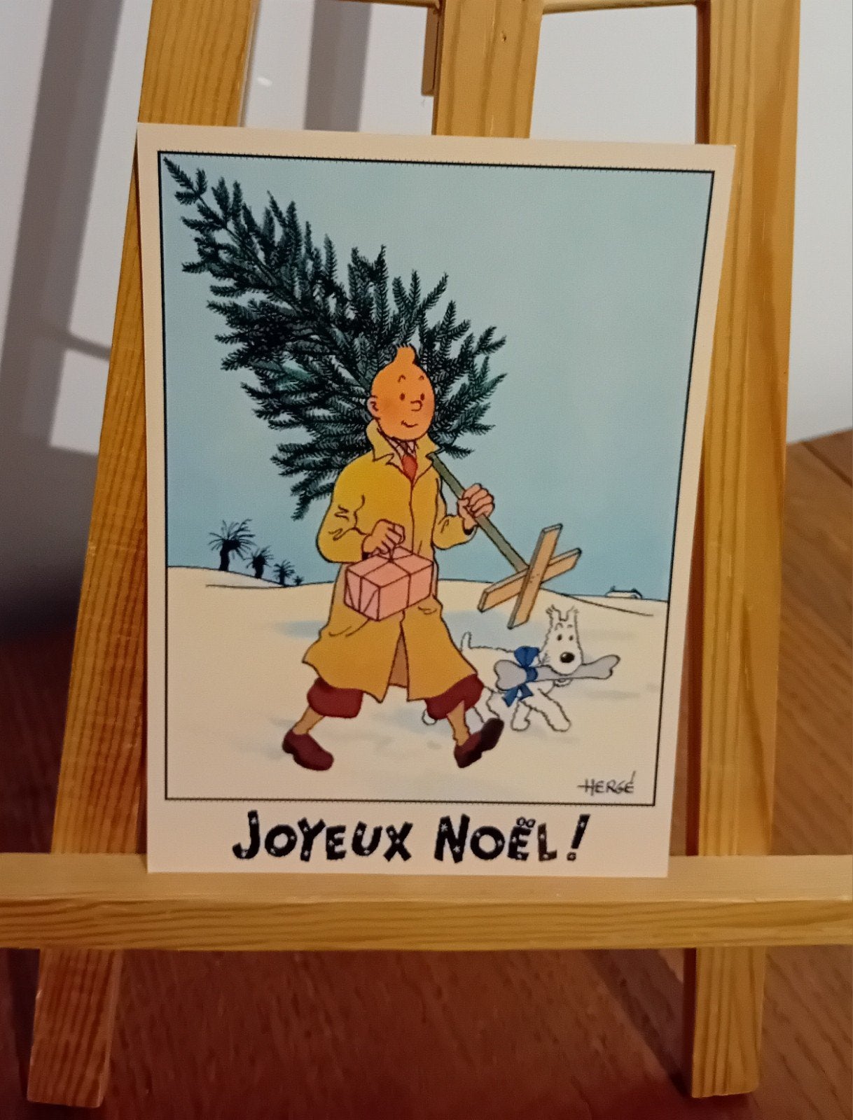 Tintin 001 : magnifique carte dite "neige" réédition de 1942, Envoi, Tintin, Comme neuf, Image, Affiche ou Autocollant