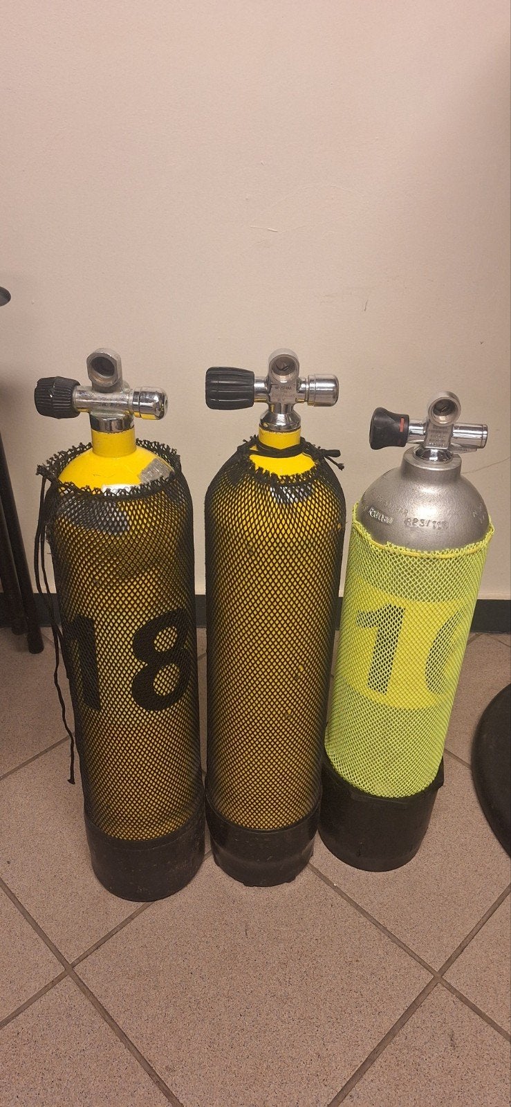 3 duikflessen net gekeurd, Ophalen, Gebruikt, Duikfles