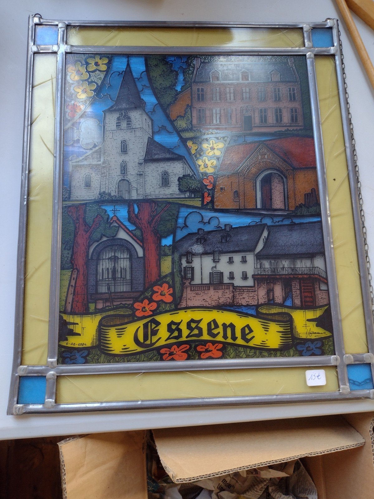 Glasraam,loodglas gemeente Essene, Ophalen of Verzenden