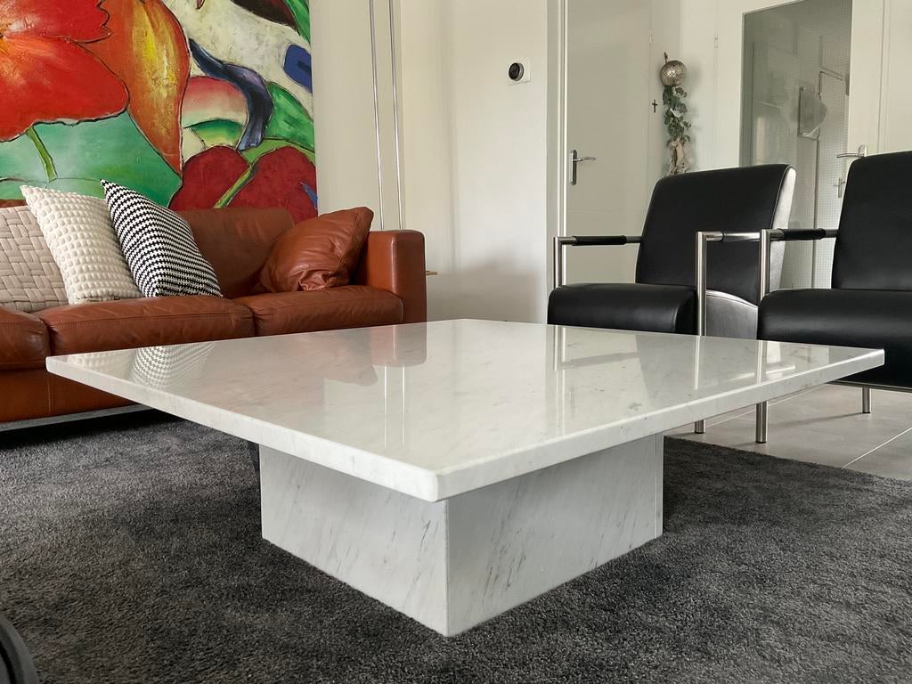 Marmeren salontafel wit marmer en modern, Ophalen, Zo goed als nieuw