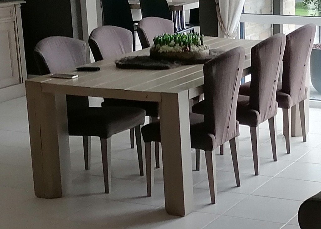 eiken eettafel met 6 stoelen, Comme neuf, 100 à 150 cm, Enlèvement, Chêne