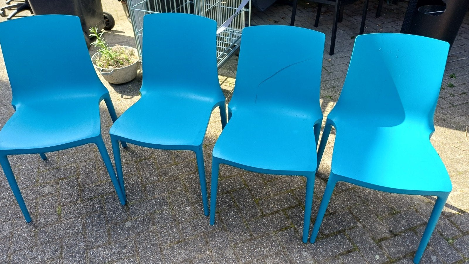 4 Brunner stoelen, blauw groen, Enlèvement