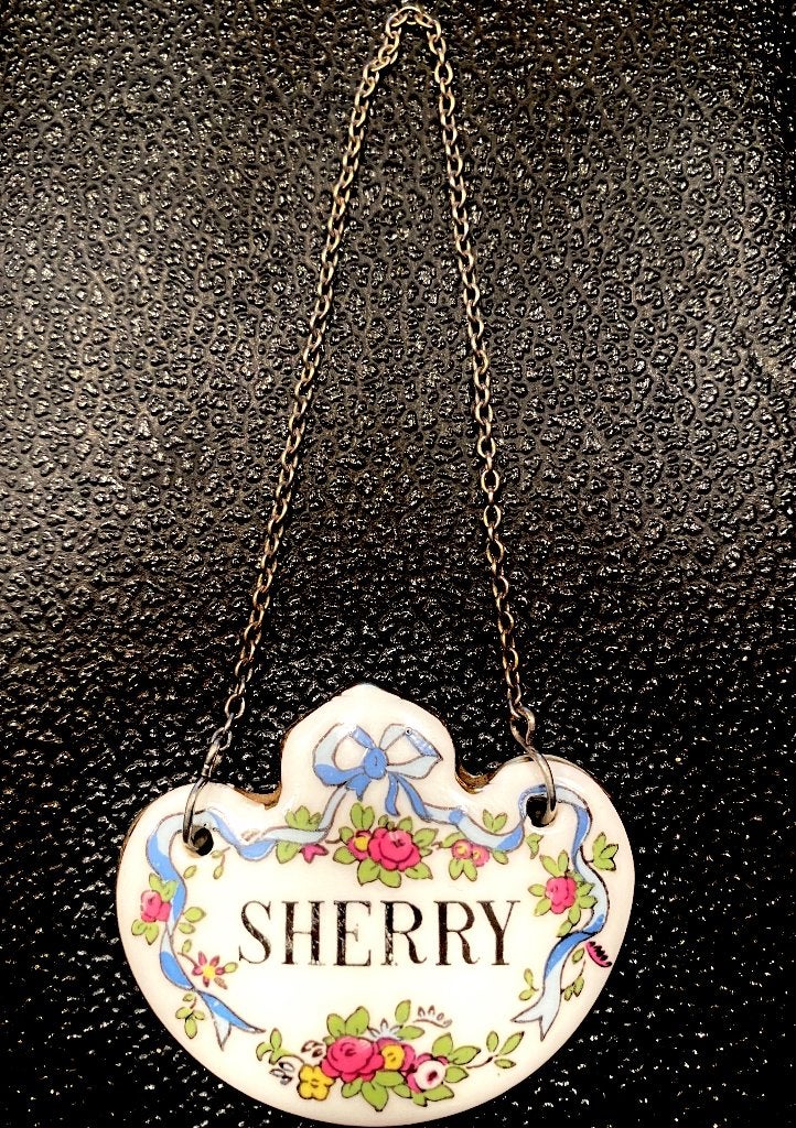 Engels decanter - karaf label Sherry bone china porselein, Antiek en Kunst, Ophalen of Verzenden