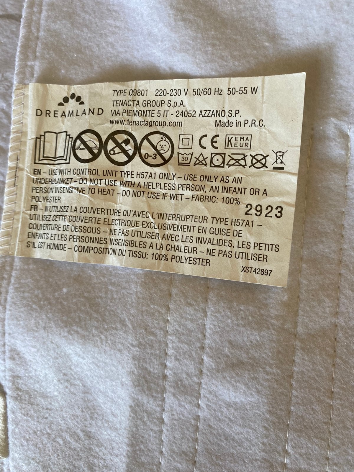 Elektrisch deken, Enlèvement, Comme neuf