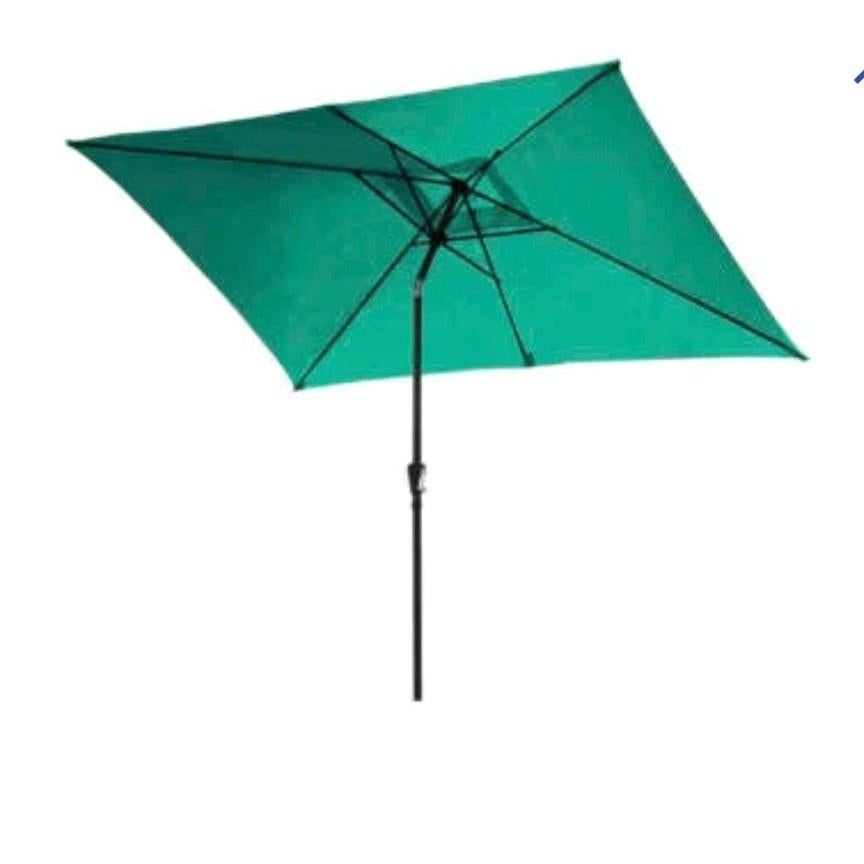 Parasol 3x2 m avec manivelle vert émeraude, Enlèvement, Neuf, Parasol sur pied, Réglable