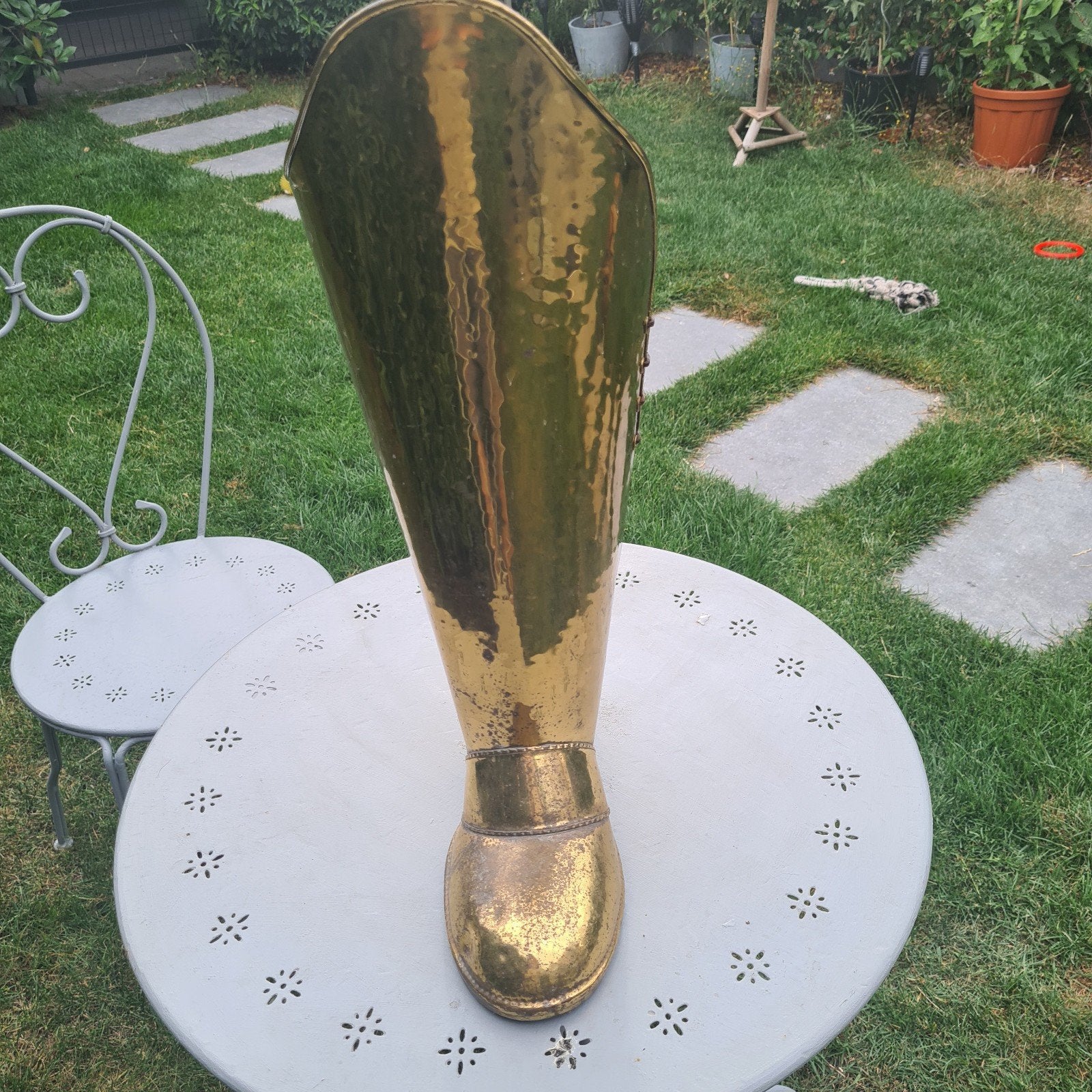 Vintage koperen paraplu's in de vorm van een laars., Antiek en Kunst, Ophalen, Koper