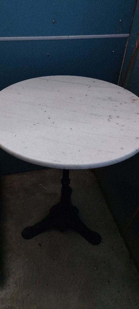 Table ronde métallique avec 4 chaises, Enlèvement, Comme neuf, Rond, Métal