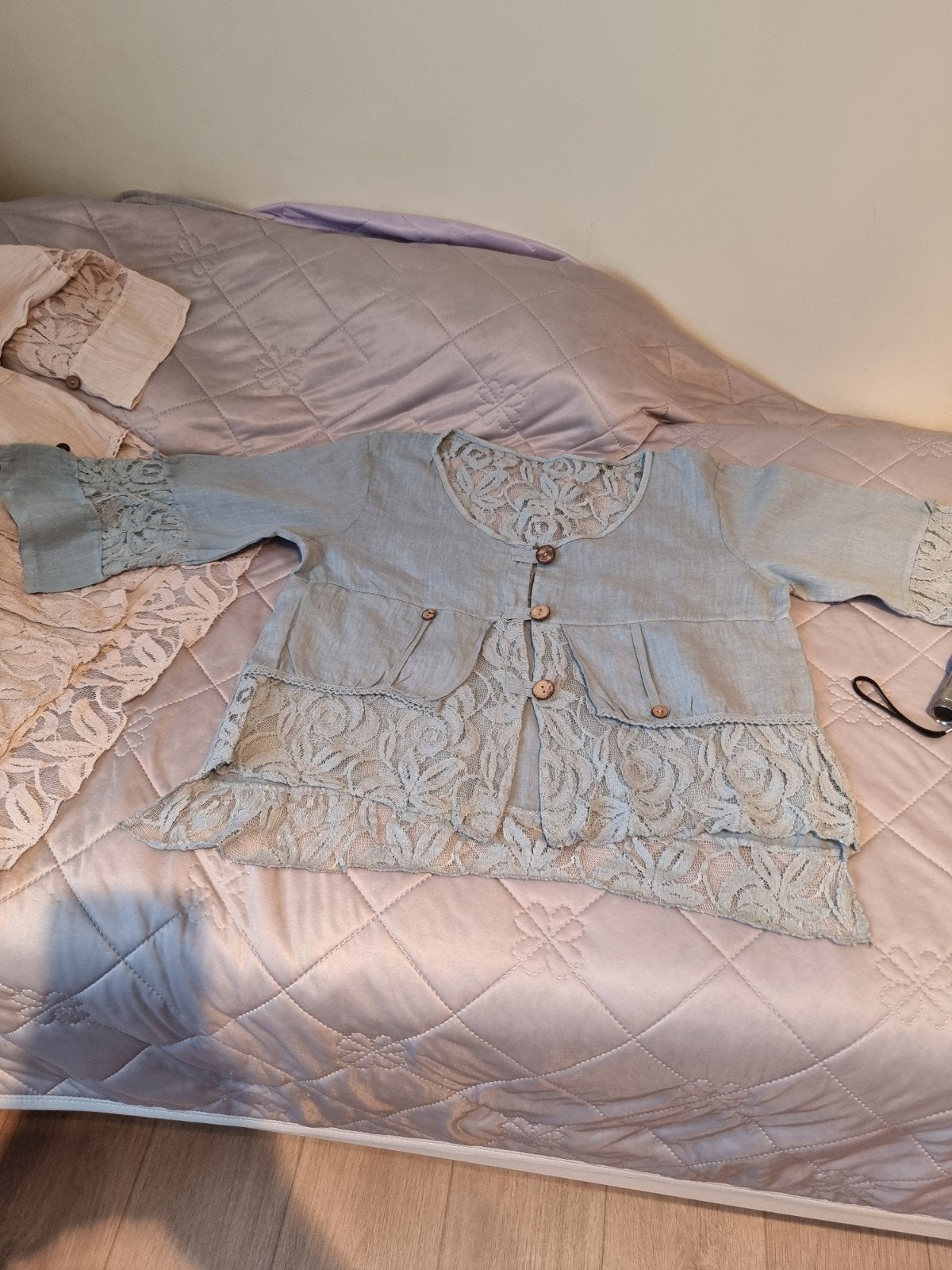 Terra di Siena linnen top – high‑low – one size (L/XL) –, Terra di Siena, Blauw, Maat 46/48 (XL) of groter, Ophalen of Verzenden