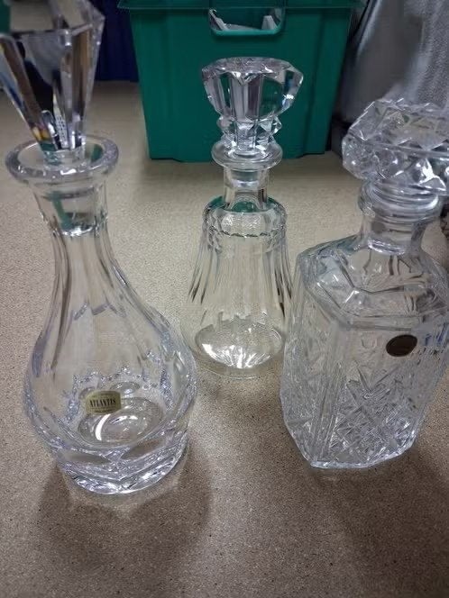 3 kristallen karaffen Baccarat Atlantis Cristal d'Arques, Antiek en Kunst, Ophalen