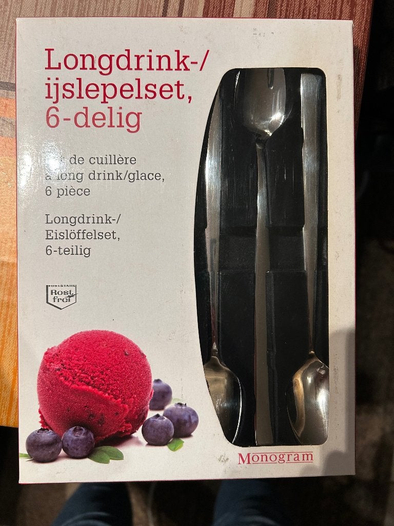 Longdrink-/ ijslepelset, Huis en Inrichting, Overige materialen, Bestekset, Overige typen, Nieuw