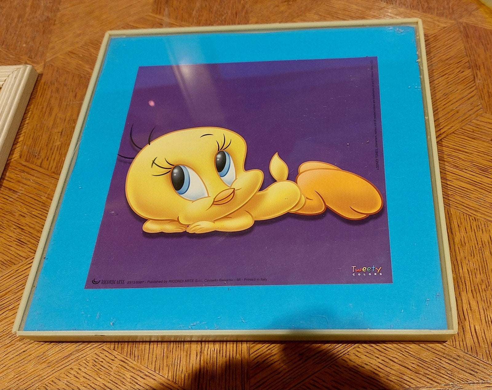 Vintage Tweety Kunstdruk met Kader – Ricordi Arte Uitgave, Enlèvement ou Envoi