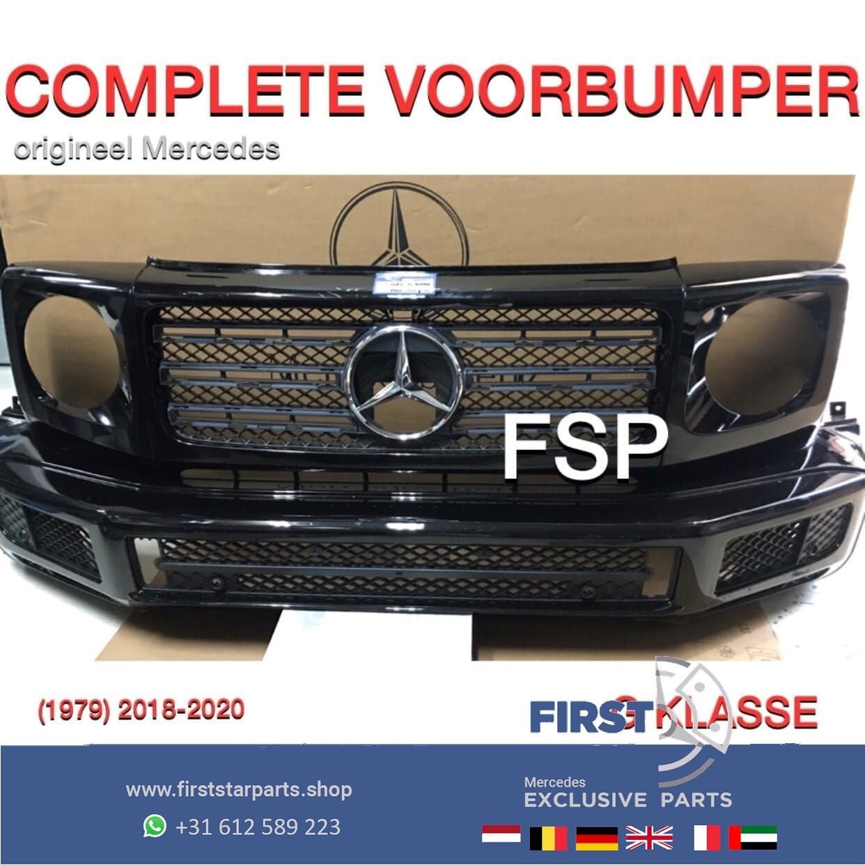 W463 G KLASSE AMG VOORBUMPER ZWART origineel Mercedes AMG 63, Gebruikt, -, Voor, Ophalen of Verzenden