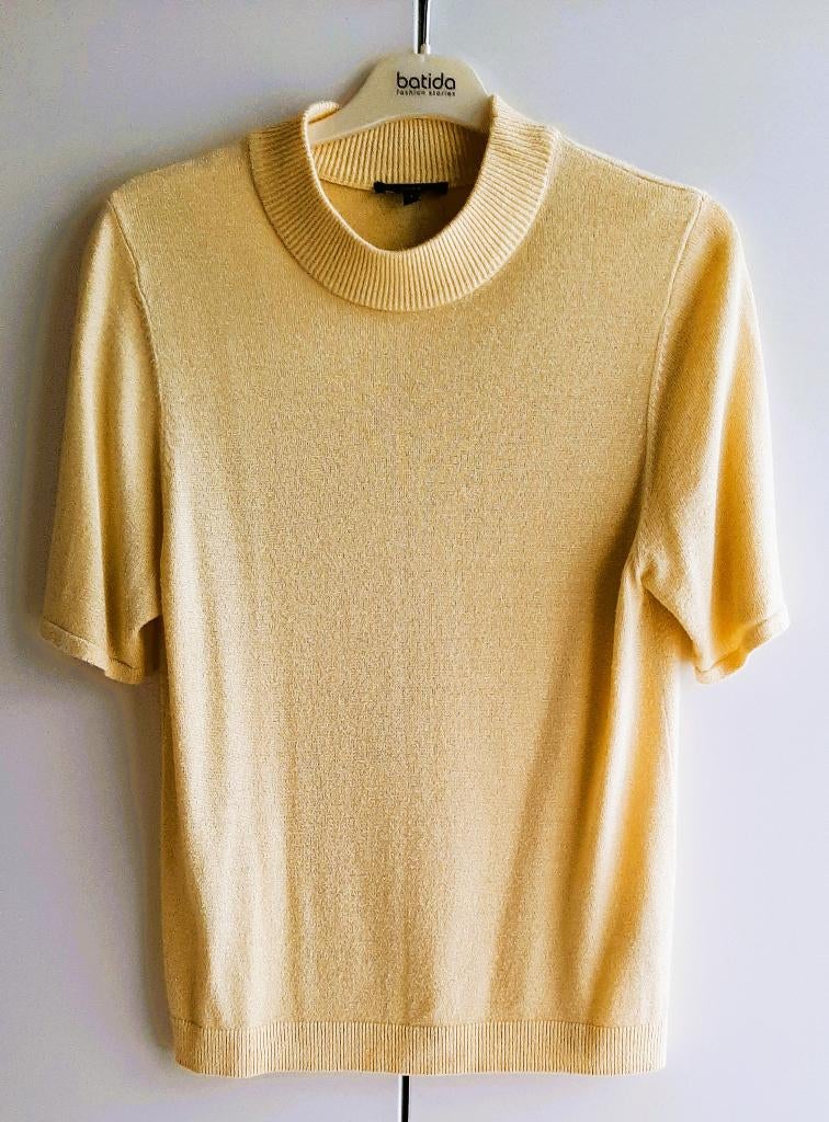 Te koop: Mooie gele blouse met korte mouwen met glitter. M., Ophalen, Zo goed als nieuw, Maat 38/40 (M), Geel