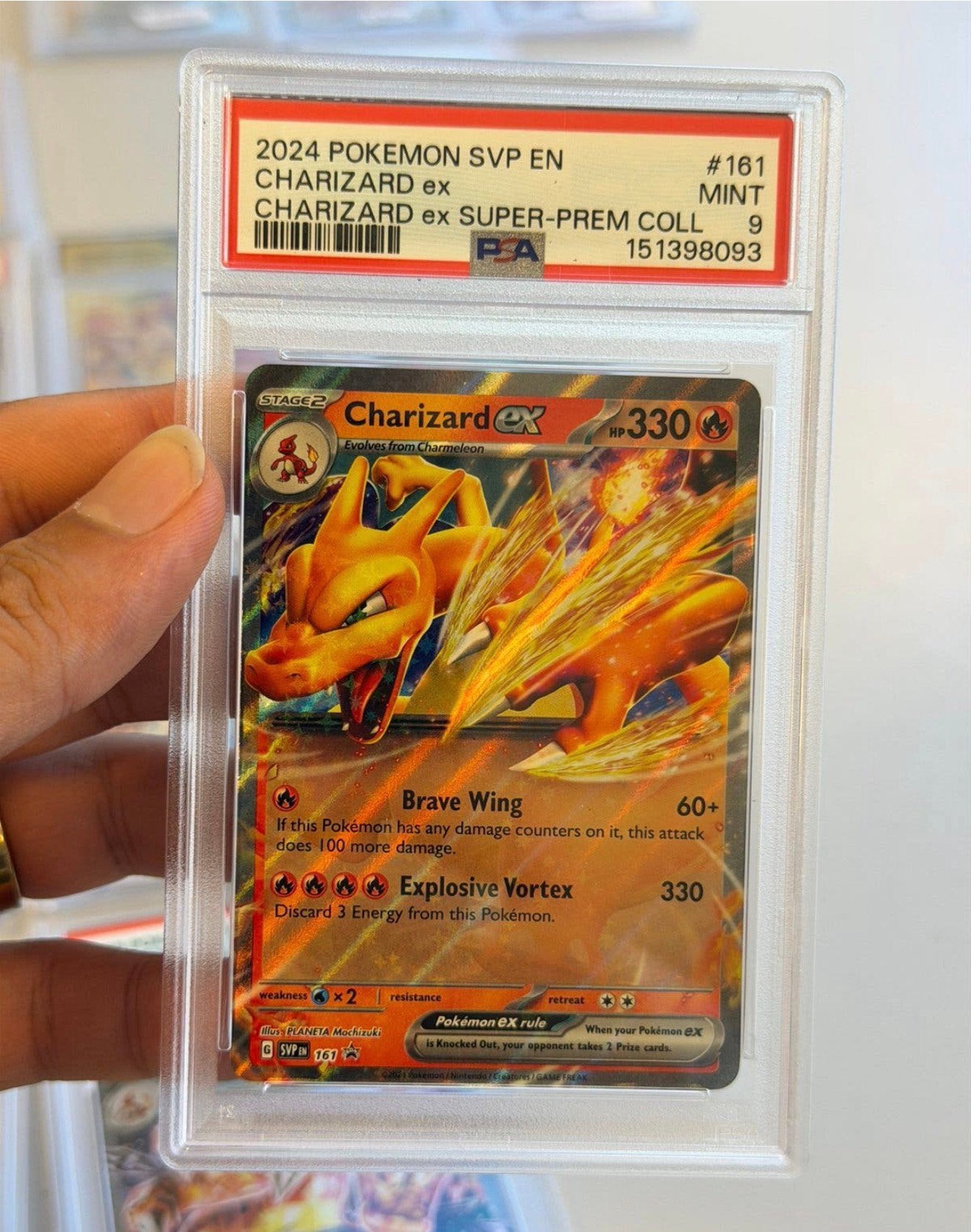 Charizard ex #161 Promo 2024 PSA 9 Pokémon Engels graded, Ophalen of Verzenden, Zo goed als nieuw, Losse kaart