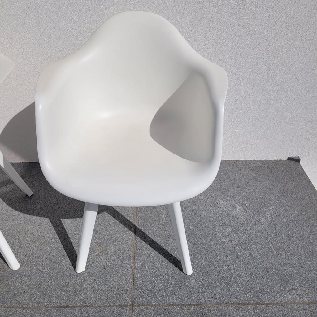 6 witte tuinstoelen in kuipvorm. Goede staat., Tuin en Terras, Tuinstoelen, Ophalen