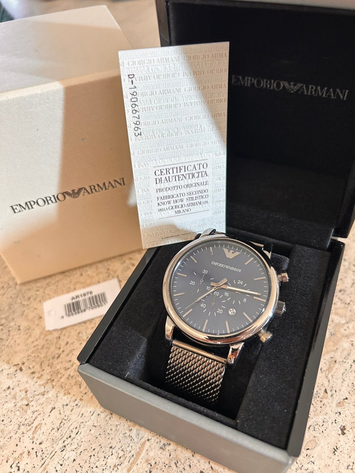 Emporio Armani Luigi Chronograaf, modelnummer AR1979, Ophalen, Nieuw, Polshorloge, Overige merken