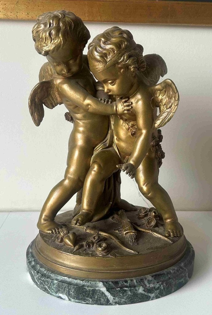 Neoklassieke bronzen sculptuur naar Étienne-Maurice Falconet, Antiek en Kunst, Ophalen, Groep mensen, Gepatineerd, Brons