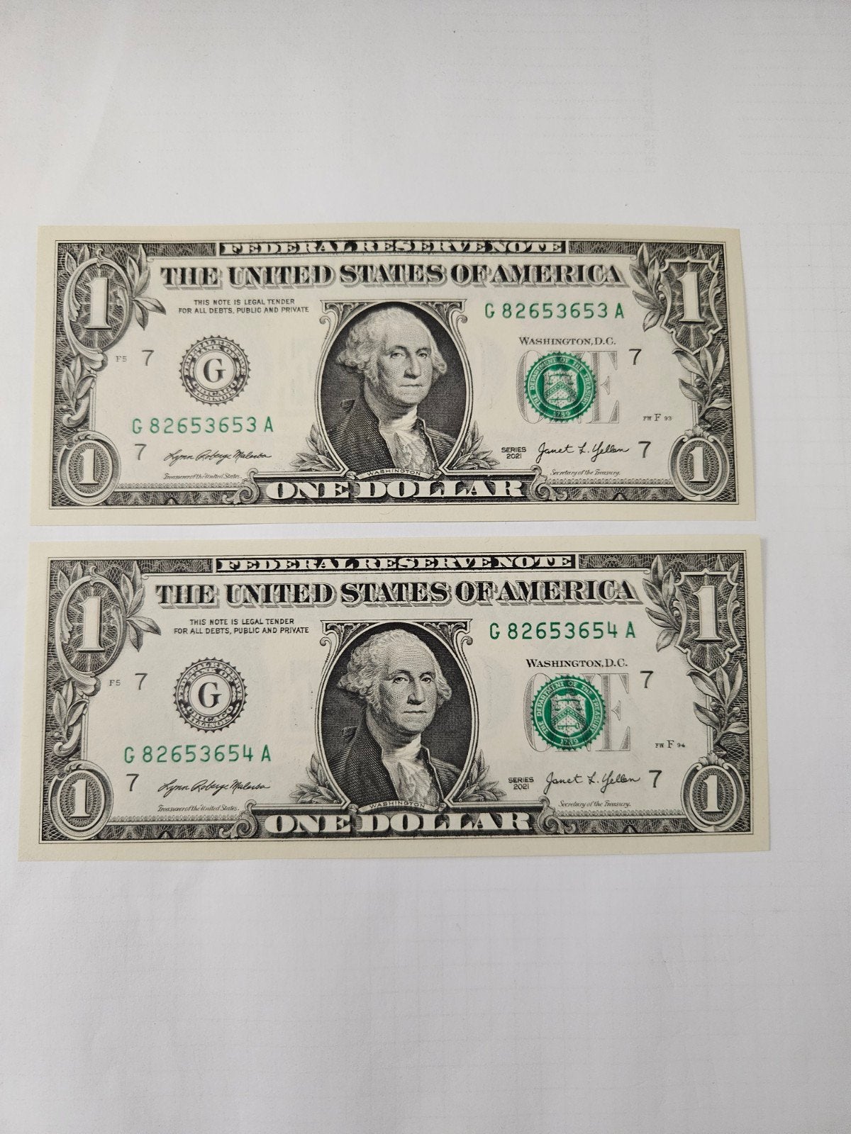 Lot de 2 x 1 dollar américain pour l'année 2021 UNC, Timbres & Monnaies, Billets de banque | Amérique, Enlèvement ou Envoi, Amérique du Nord