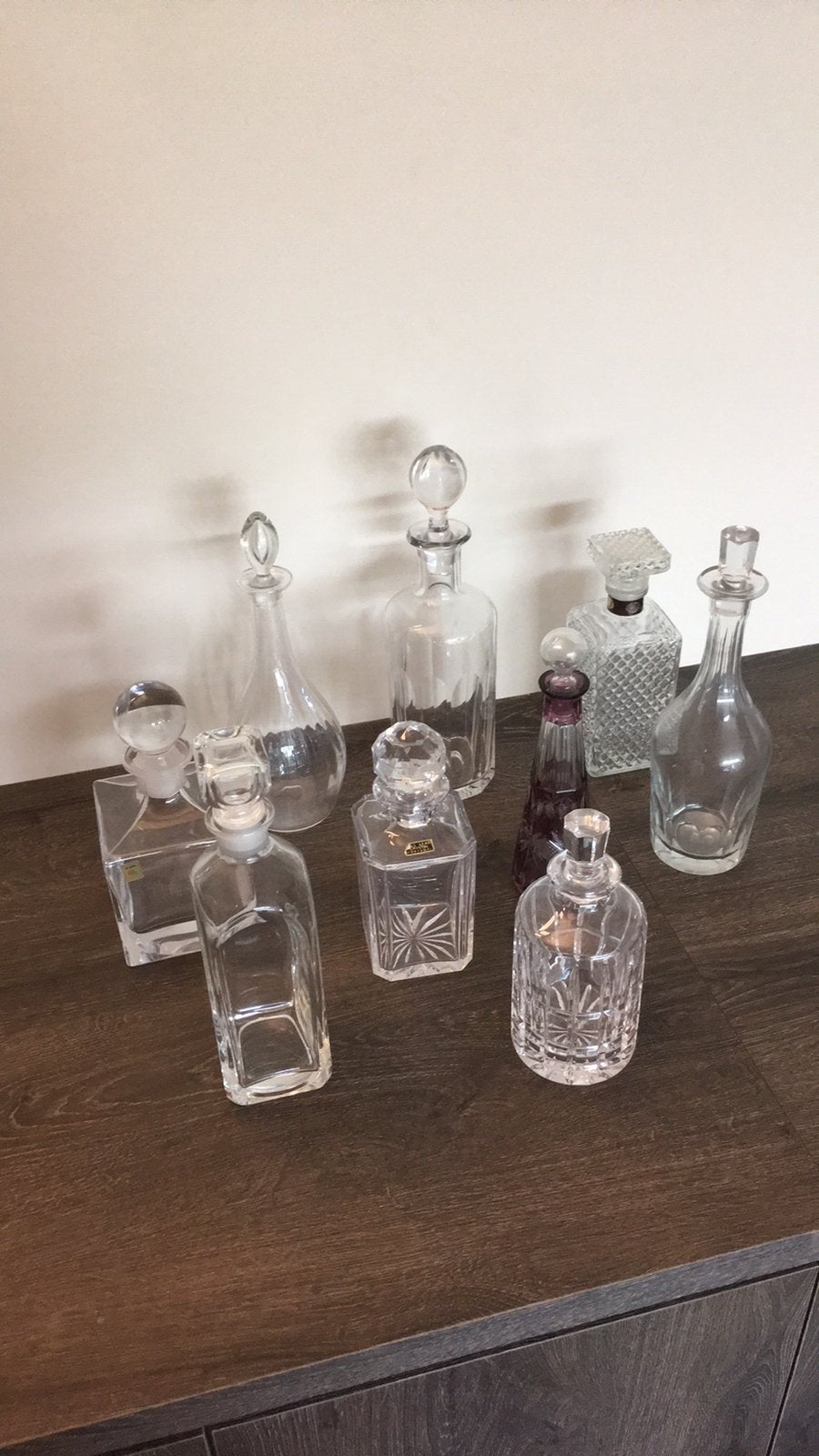 Lot glazen en kristal karaf voor bar, mancave, gins, whisky, Ophalen, Zo goed als nieuw
