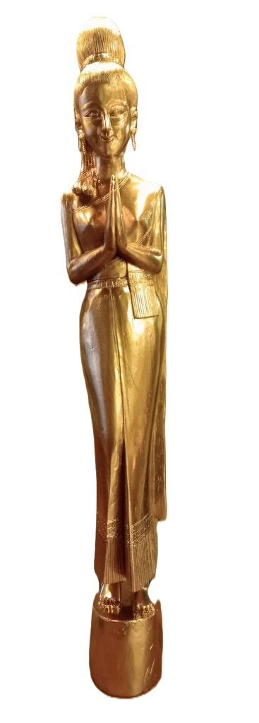 Massief houten Thais beeld., Antiek en Kunst, Ophalen of Verzenden