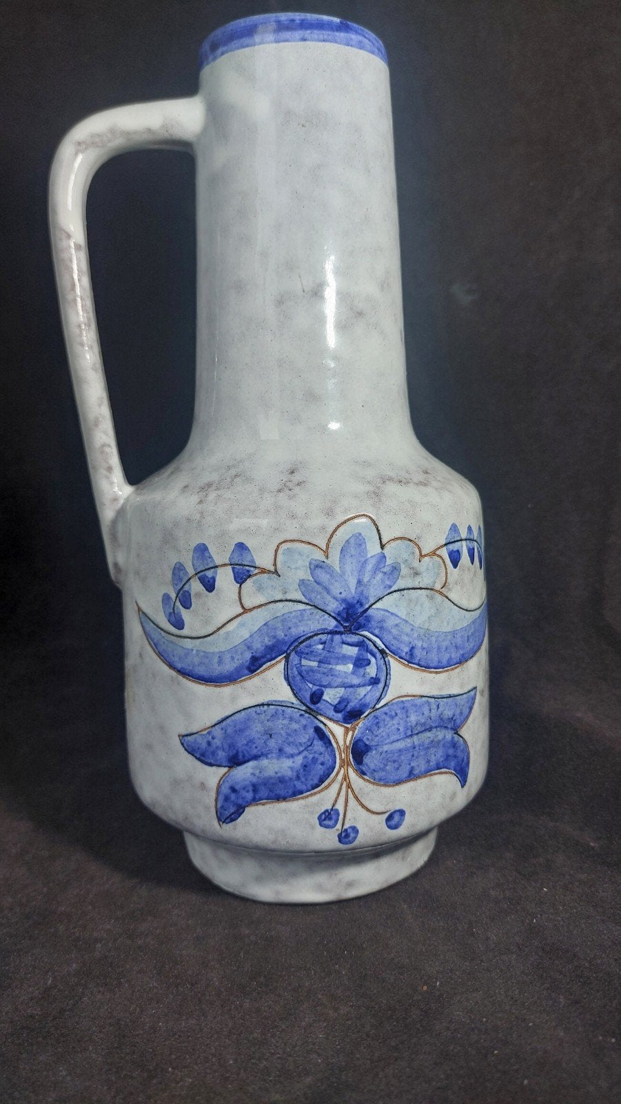 Vintage Keramieken Vaas / Kan  Handbeschilderd Blauw, Antiquités & Art, Enlèvement ou Envoi