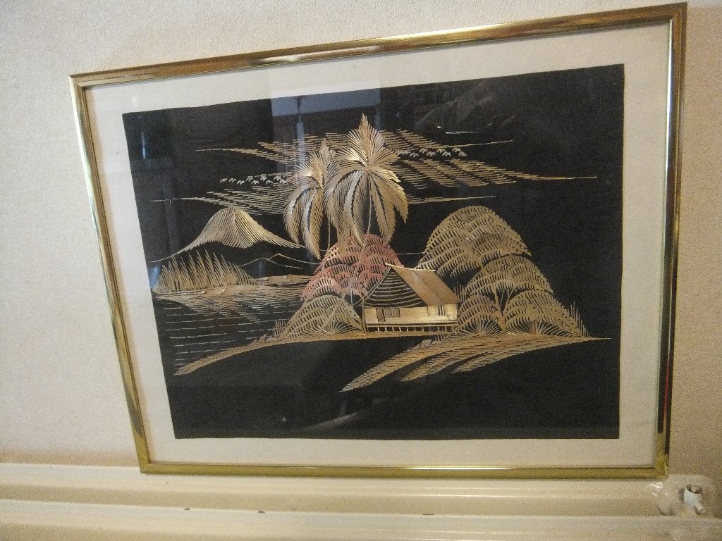 wanddecoratie, stro inleg kunst, India, Ophalen of Verzenden, Wanddecoratie, Natuurlijk materiaal