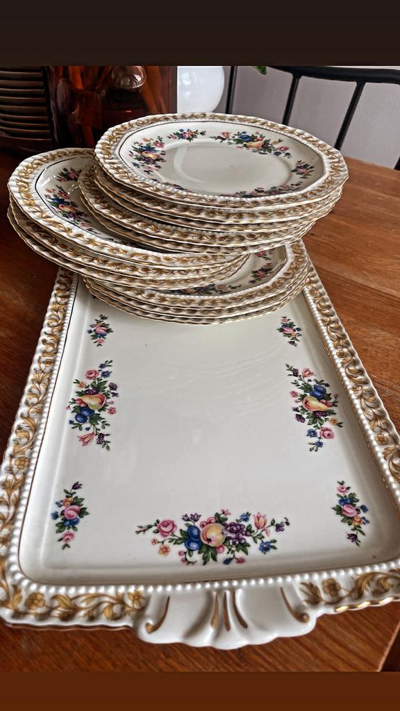 Vintage Tsjechoslowaaks porselein dessertset  (1930), Ophalen