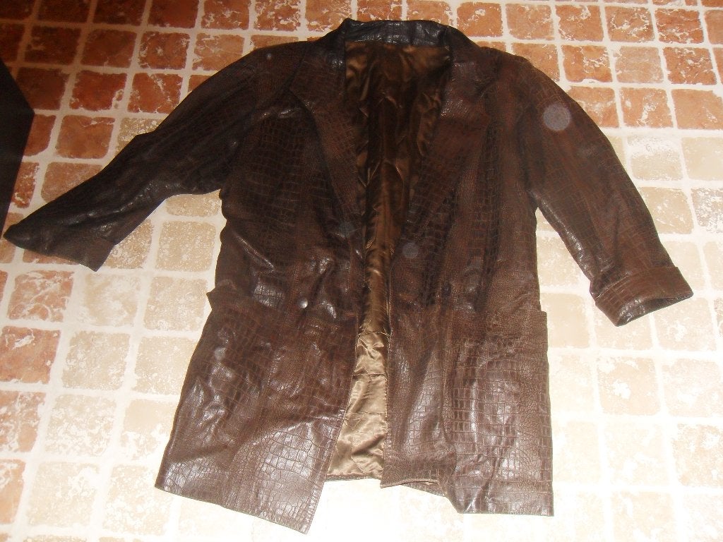 Donkerbruine leder(look) jas, Ophalen of Verzenden, Zo goed als nieuw, Maat 42/44 (L), Bruin