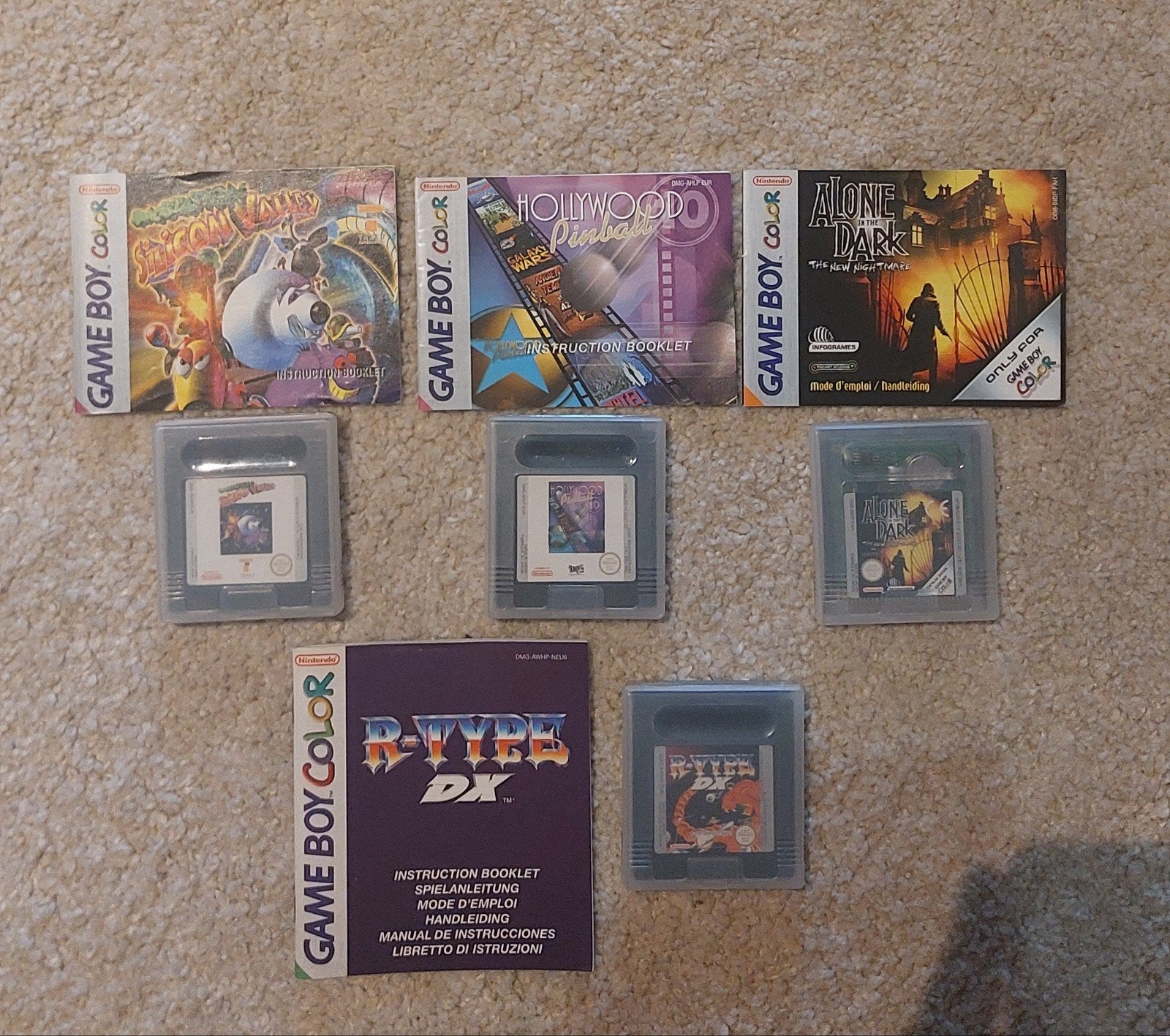 4 jeux Game Boy Color avec mode d'emploi, y compris R-Type D, Consoles de jeu & Jeux vidéo, Enlèvement ou Envoi