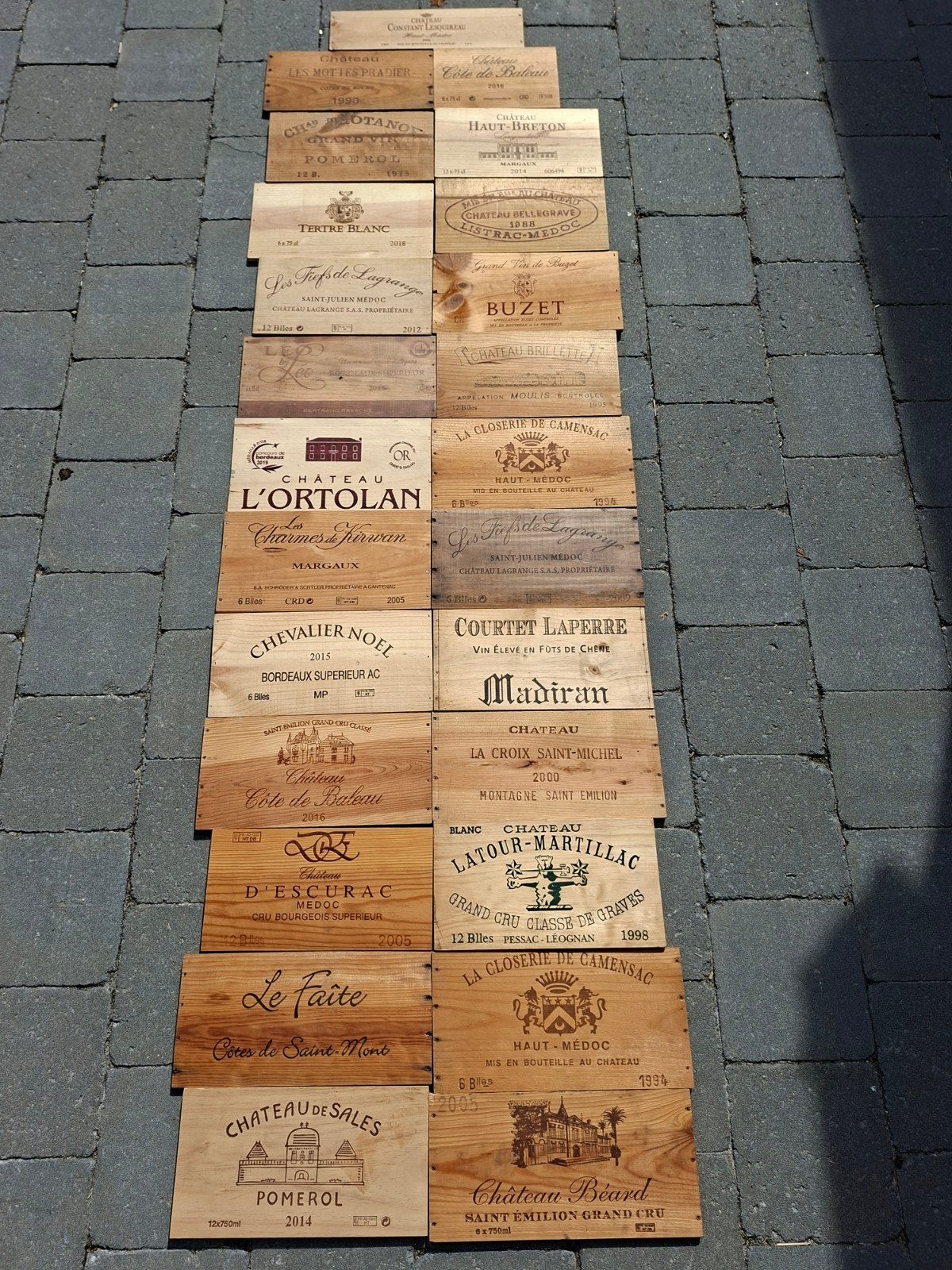 Estampe de caisse à vin caisse en bois 24 pièces 5€ pièce, Collections, Enlèvement, Utilisé, France, Vin rouge