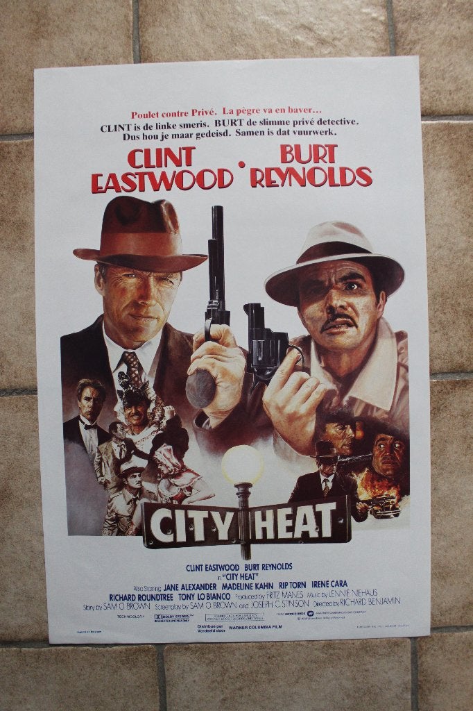 filmaffiche Clint Eastwood City Heat 1984 filmposter, Rechthoekig Staand, Ophalen of Verzenden, Zo goed als nieuw, A1 t/m A3