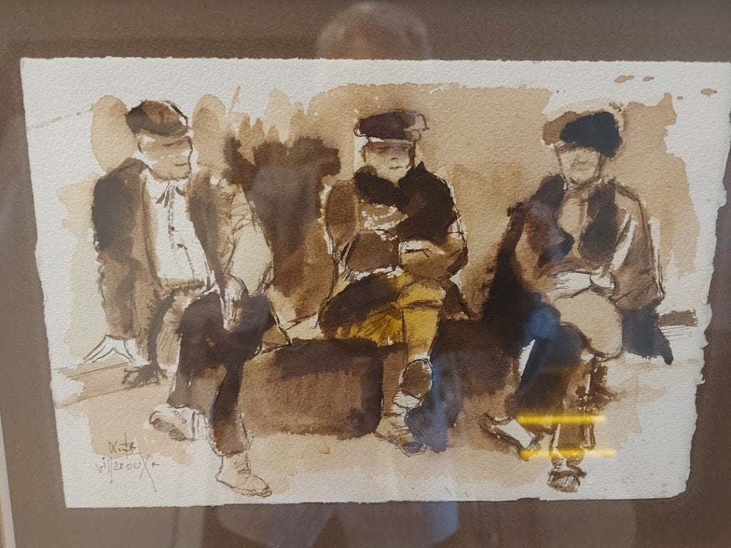 schilderij, Antiquités & Art, Portrait ou Personnes, Aquarelle, Enlèvement, Réaliste