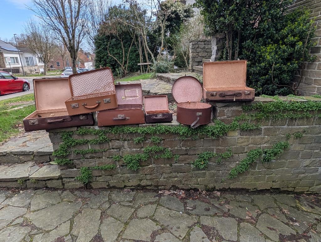 LOT DE 6 VALISES/COFFRES VINTAGE POUR DECO, Enlèvement, Utilisé, Autres matériaux