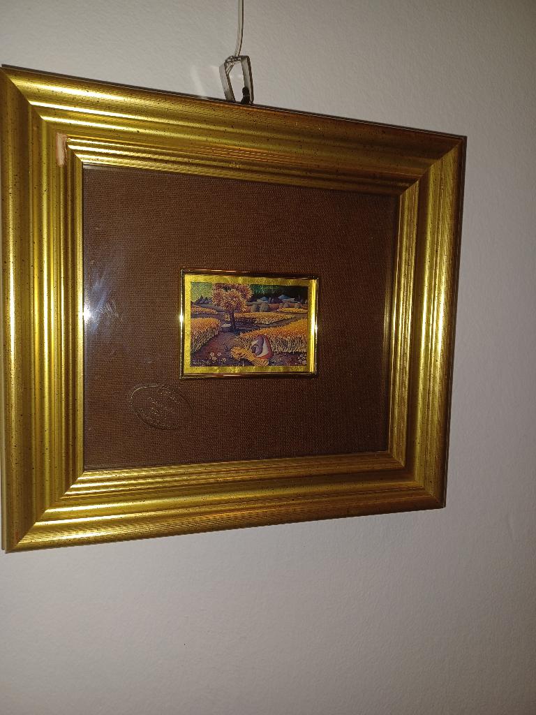 Vintage Italiaans Miniatuur Schilderij – 23kt Bladgoud, Antiek en Kunst, Ophalen of Verzenden