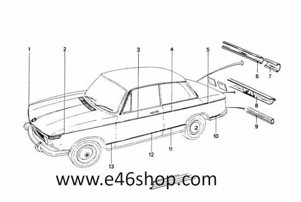 SIERLIJST RECHTS BMW 1502-2002 OE 51131803506 NIEUW ORG BMW, Auto-onderdelen, -, -, Nieuw, Ophalen of Verzenden