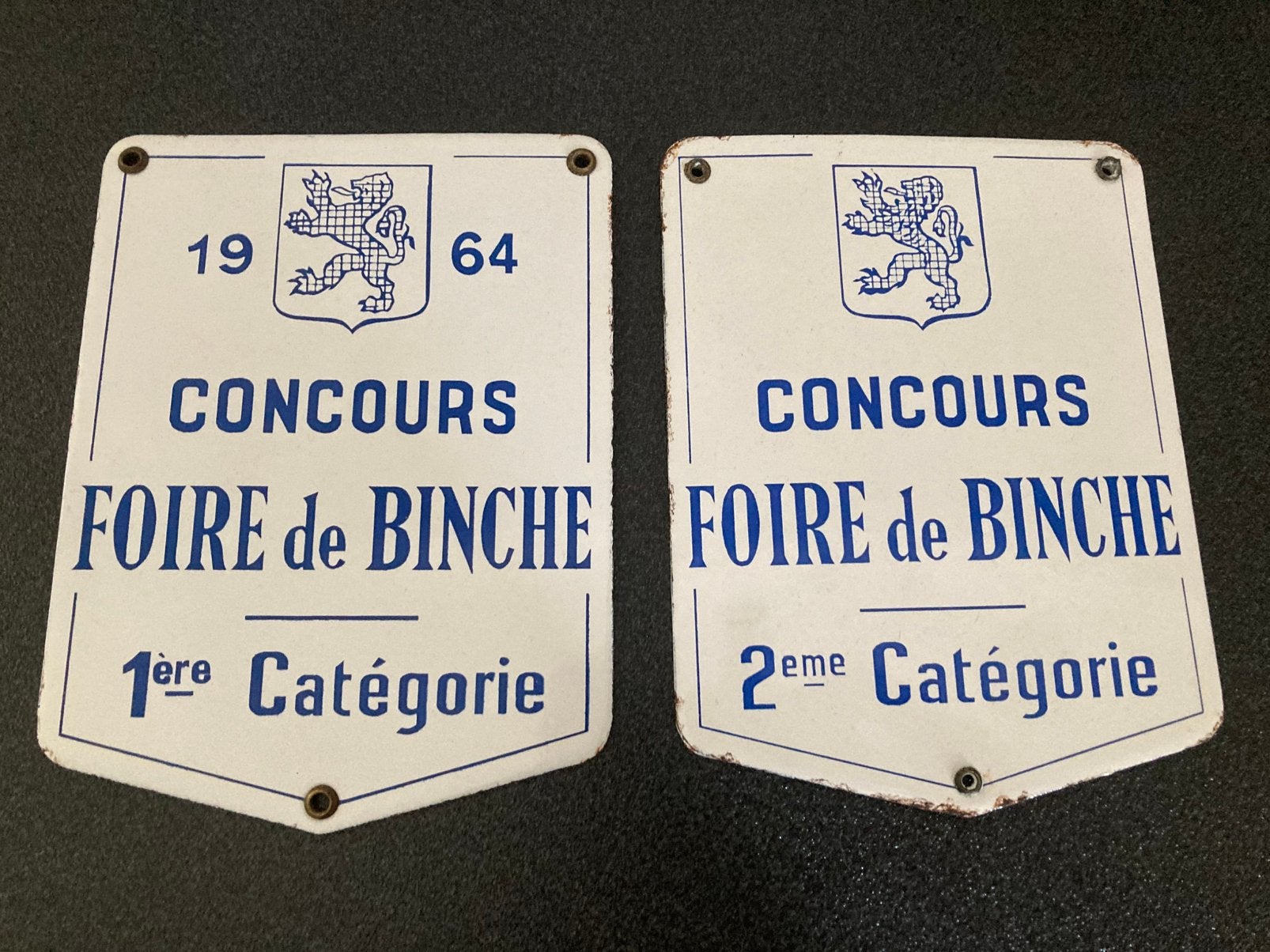 2 anciens plaques concours foire de Binche émaillées, Enlèvement ou Envoi, Comme neuf