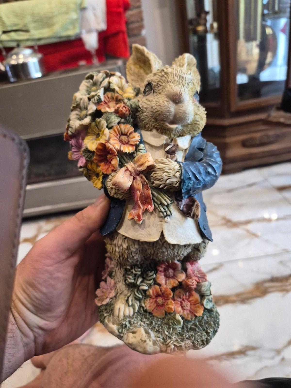 Vintage konijnenspaarpot van hars in Beatrix Potter/K's stij, Ophalen of Verzenden