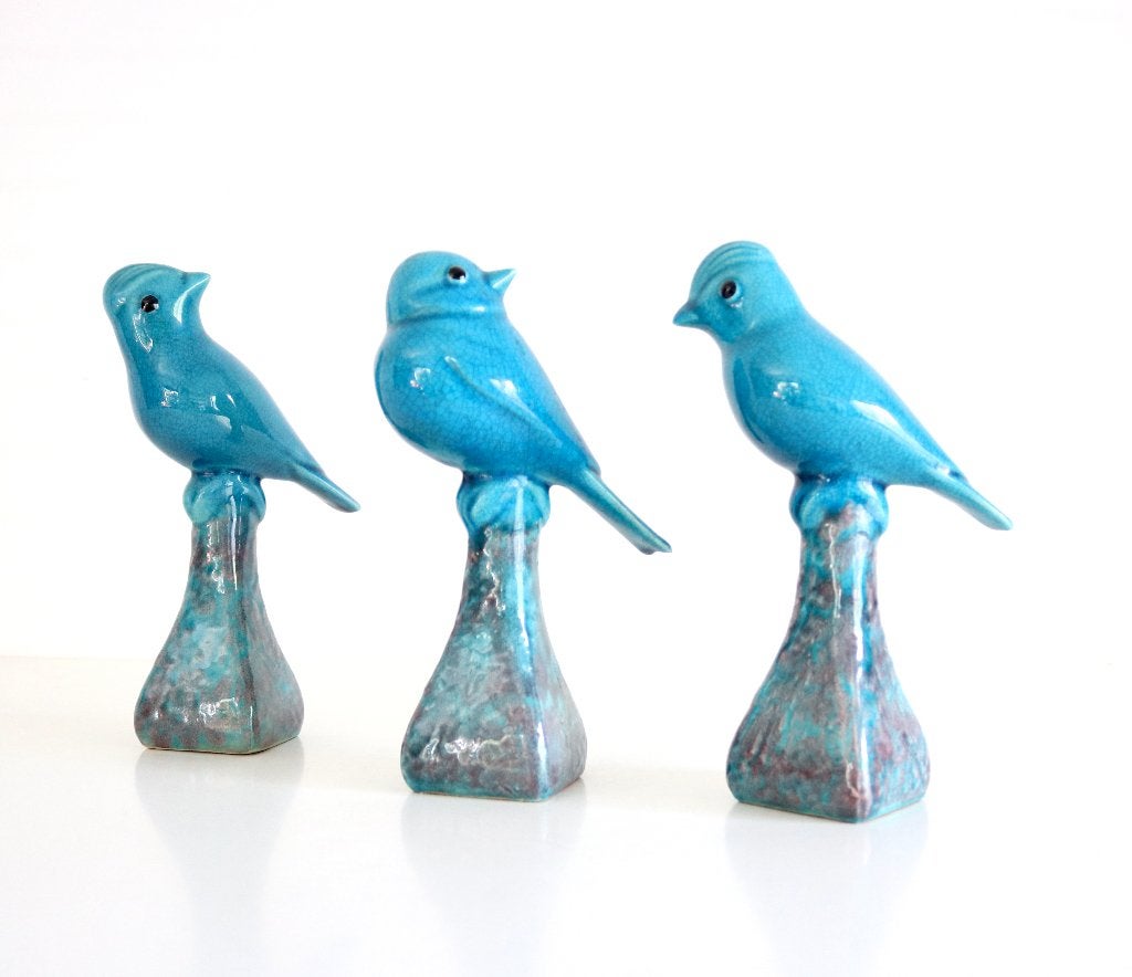Mid Century Blue Ceramic Georges Cassin - Vintage set of 3, Antiquités & Art, Antiquités | Céramique & Poterie, Enlèvement ou Envoi